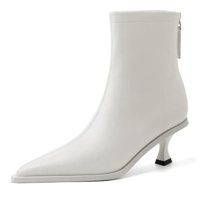 Skórzane botki damskie szpic niski obcas 5cm buty jesienne skóra naturalna