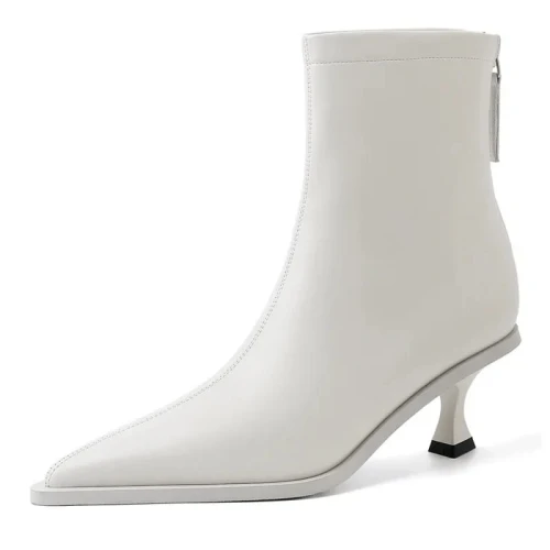 Skórzane botki damskie szpic niski obcas 5cm buty jesienne skóra naturalna