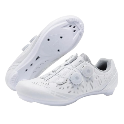Białe męskie buty rowerowe z systemem BOA i podeszwą SPD