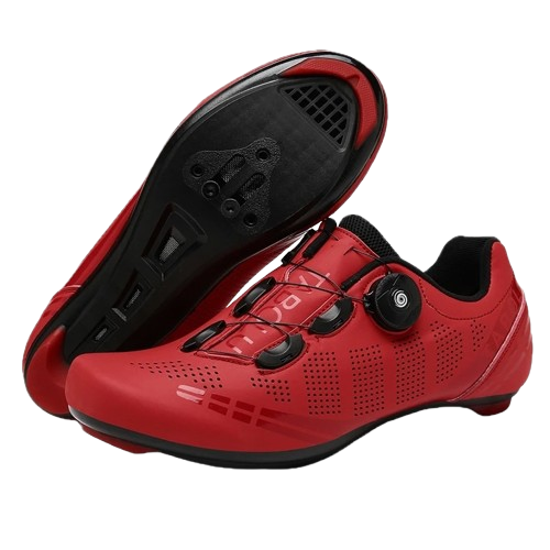 Czerwone męskie buty rowerowe z systemem BOA i podeszwą SPD