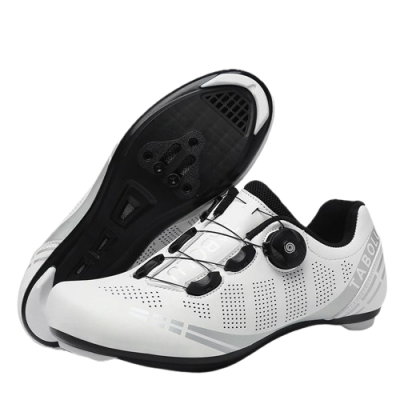 Białe męskie buty rowerowe z systemem BOA i podeszwą SPD