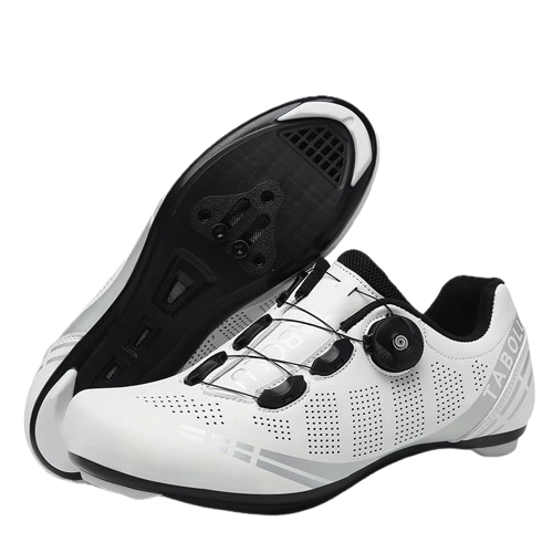 Białe męskie buty rowerowe z systemem BOA i podeszwą SPD