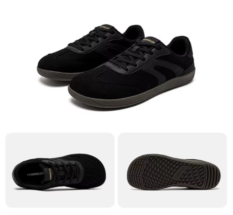 Lekkie buty typu barefoot w różnych wariantach kolorystycznych z szerokim noskiem i elastyczną podeszwą gumową.