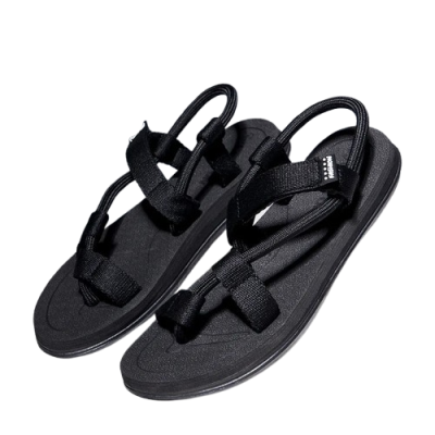 Męskie sandały sportowe 2w1 z funkcją zamiany w klapki, wykonane z elastycznych linek i parcianych pasków.