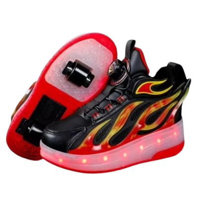 Dziecięce butorolki z chowanymi kółkami i świecącą podeszwą LED.