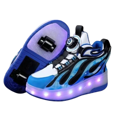 Dziecięce butorolki z chowanymi kółkami i świecącą podeszwą LED.