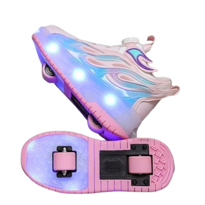 Dziecięce butorolki z chowanymi kółkami i świecącą podeszwą LED.