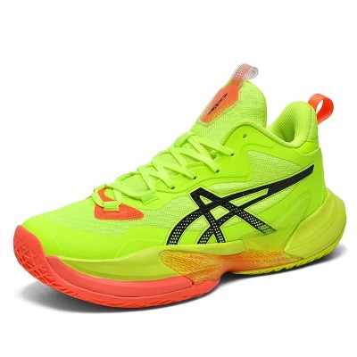 Męskie buty do tenisa i squasha z zaawansowaną amortyzacją i przyczepną podeszwą, dostępne w kolorze białym, czarnym oraz neonowym żółtym.