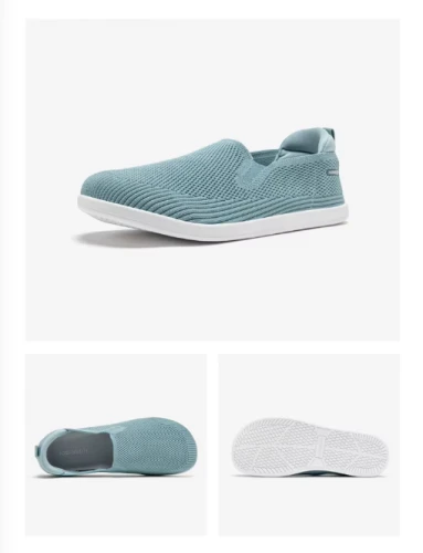 Lekkie, wsuwane buty damskie Barefoot z siateczki z szerokim przodem, dostępne w kolorach: beżowym, czarnym, szarym, błękitnym i brązowym.