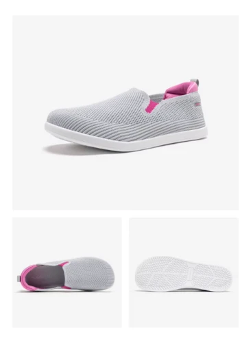 Lekkie, wsuwane buty damskie Barefoot z siateczki z szerokim przodem, dostępne w kolorach: beżowym, czarnym, szarym, błękitnym i brązowym.