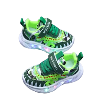 Dziecięce buty sportowe sneakersy ze świecącą podeszwą LED na rzepy, dostępne w różnych wariantach kolorystycznych w rozmiarach 21-30.