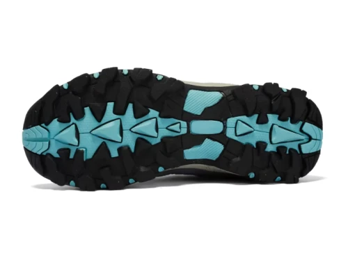 Damskie buty trekkingowe z grubą podeszwą i wzmocnioną cholewką, dostępne w kolorach czarnym z różem, szarym z niebieskim oraz bordowym.