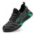 Męskie buty robocze o fasonie sneakersów z podnoskiem ochronnym i antypoślizgową podeszwą, dostępne w kolorze czarnym z kolorowymi akcentami.