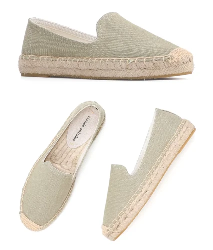 Damskie espadryle slip-on z płócienną cholewką i podeszwą z juty.