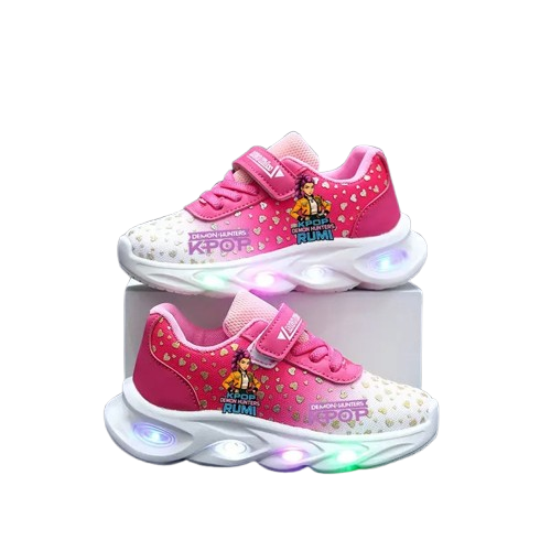 Dziewczęce buty sportowe z nadrukiem postaci z serii K-pop Demon Hunters na grubej podeszwie świecącej LED
