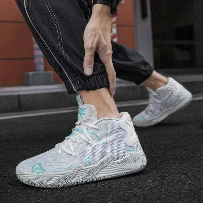 Męskie buty koszykarskie z wysoką cholewką, dostępne w wielu neonowych i pastelowych wariantach kolorystycznych z abstrakcyjnymi wzorami, rozmiary 36-45.