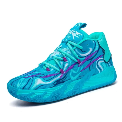 Męskie buty koszykarskie z wysoką cholewką, dostępne w wielu neonowych i pastelowych wariantach kolorystycznych z abstrakcyjnymi wzorami, rozmiary 36-45.