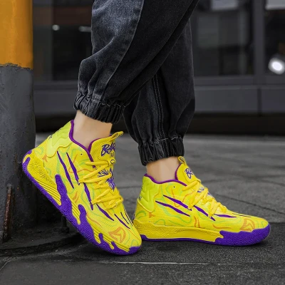 Męskie buty koszykarskie z wysoką cholewką, dostępne w wielu neonowych i pastelowych wariantach kolorystycznych z abstrakcyjnymi wzorami, rozmiary 36-45.
