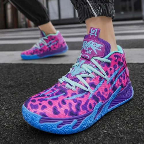 Męskie buty koszykarskie z wysoką cholewką, dostępne w wielu neonowych i pastelowych wariantach kolorystycznych z abstrakcyjnymi wzorami, rozmiary 36-45.